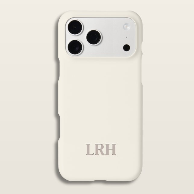 Ivory Classic Minimalist Initial Monogram  iPhone 15 Case (Ivory Minimal Monogram Phone Case Clean Aesthetic
)