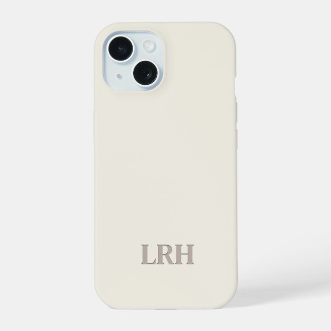Ivory Classic Minimalist Initial Monogram  iPhone 15 Case (Back)
