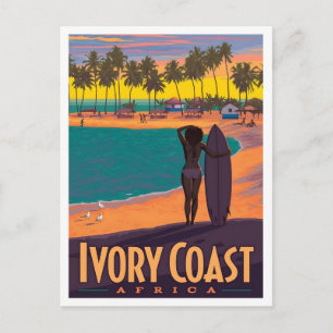 Ivory Coast Africa Vintage Travel  Postcard