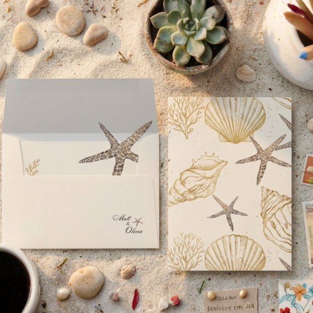 Ivory Coast Coastal Wedding Envelope Editable (Creator Uploaded)