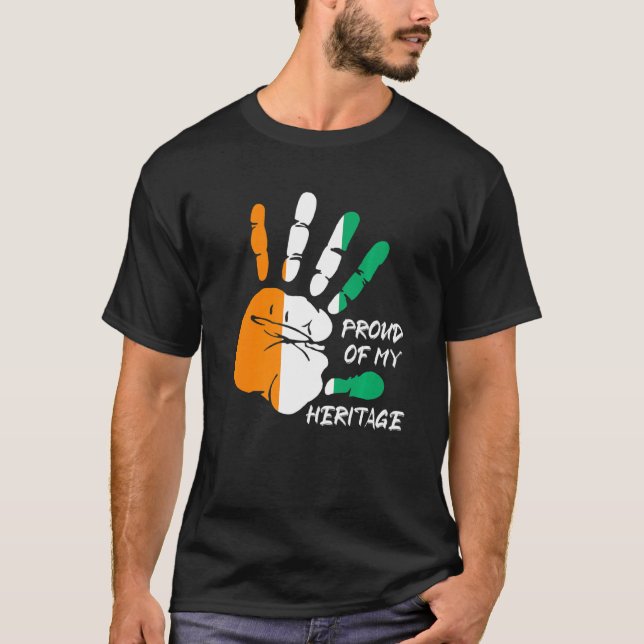 Ivory Coast Flag Finger Handprint Africa T-Shirt (Front)