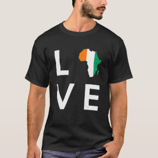 Ivory Coast Flag Love Africa Continent Silhouette  T-Shirt