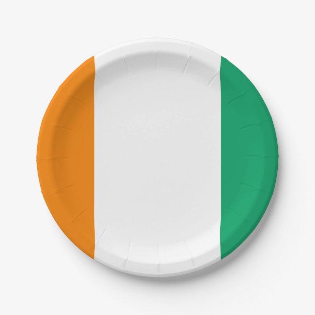 Ivory Coast Flag Paper Plate (Front)