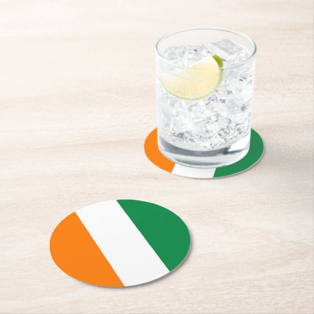 Ivory Coast flag Round Paper Coaster (Insitu)