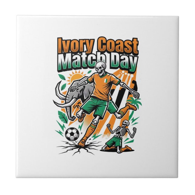 Ivory Coast Match Day Skeleton Striker Nations Cou Tile (Front)