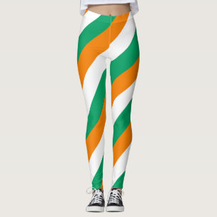 Ivory Coast National Flag Colours Diagonal Striped Leggings