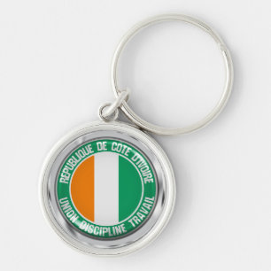 Ivory Coast Round Emblem Key Ring
