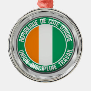 Ivory Coast Round Emblem Metal Tree Decoration