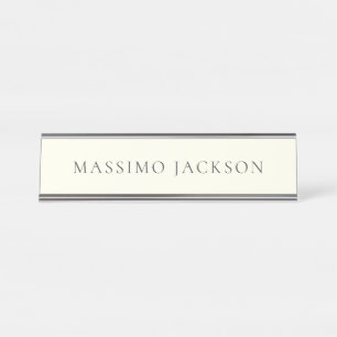 Ivory Color Minimalist Plain Modern Aesthetic Desk Name Plate