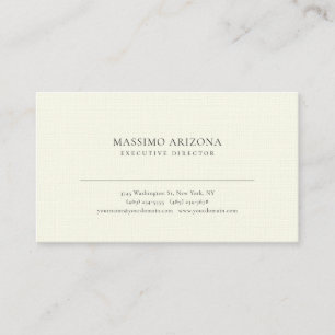 Ivory Color Minimalist Simple Plain Premium Linen Business Card