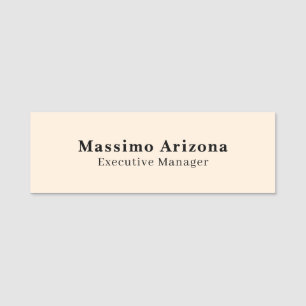 Ivory Color Plain Professional Modern Minimalist Name Tag