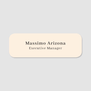 Ivory Color Plain Professional Modern Minimalist Name Tag