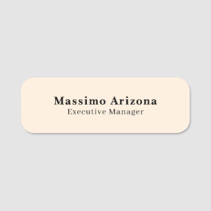 Ivory Color Plain Professional Modern Minimalist Name Tag
