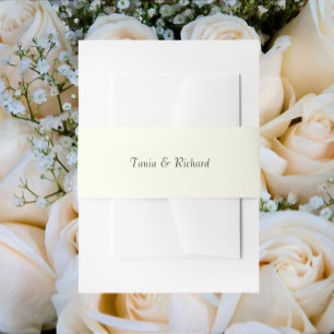 Ivory Color Simple Stylized Name Wedding Invitation Belly Band