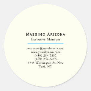 Ivory Colour Plain Modern Minimalist  Classic Round Sticker