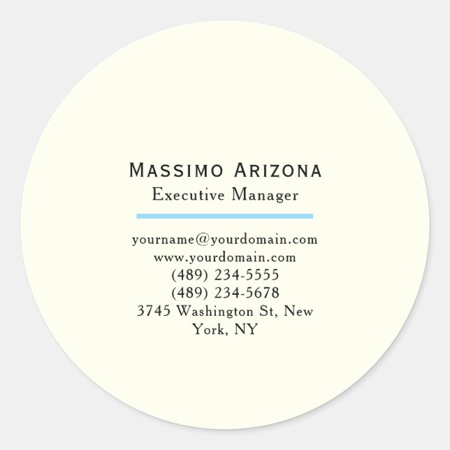 Ivory Colour Plain Modern Minimalist  Classic Round Sticker (Front)