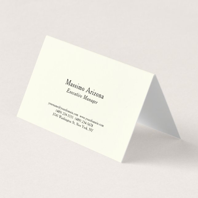 Ivory Colour Plain Professional Modern Minimalist Business Card (Front)