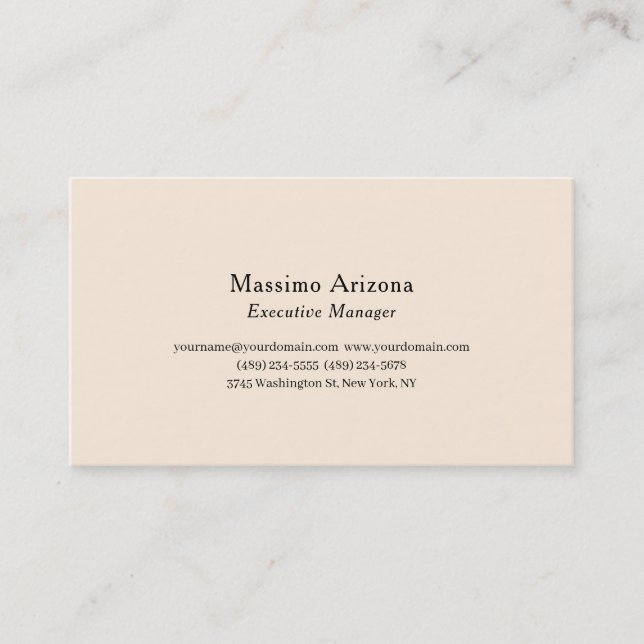 Ivory Colour Plain Professional Modern Minimalist Business Card (Front)