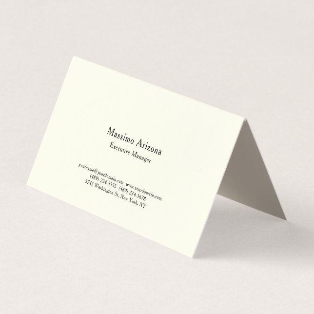 Ivory Colour Plain Professional Modern Minimalist Business Card (Front)