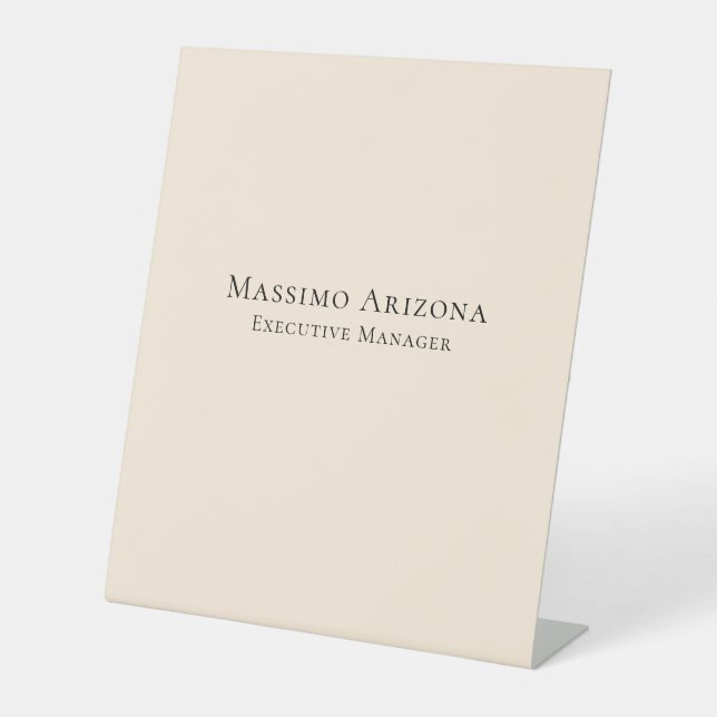 Ivory Colour Plain Professional Modern Minimalist Pedestal Sign (Front)