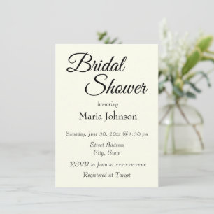 Ivory Colour Simple Style Bridal Shower Invitation