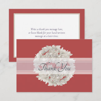 Ivory Coloured Chic Orchid Wreath Modern Thank You Card