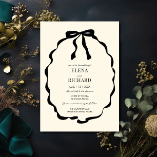 Ivory Coquette Bow Wedding Invitation