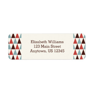 Ivory Coral Blue Triangle Pattern Return Address