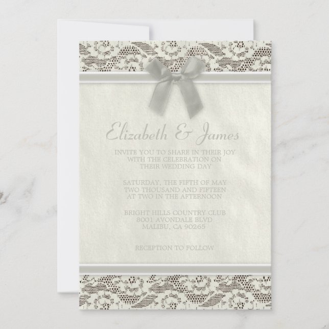 Ivory Country Lace Wedding Invitations (Front)