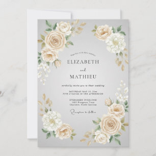 Ivory Cream Blossom Wedding Invitation