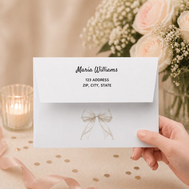 Ivory cream bow return address envelope (Creator Uploaded)