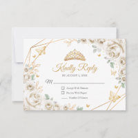 Ivory Cream Gold Floral Quinceanera Reply