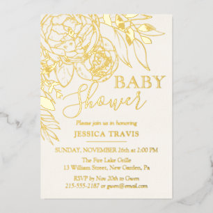 Ivory Cream & Gold Modern Floral Baby Shower