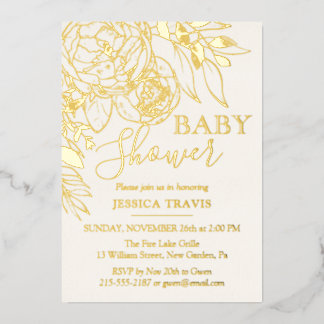 Ivory Cream & Gold Modern Floral Baby Shower