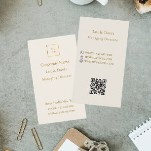 Ivory cream gold modern minimialst corporate logo business card