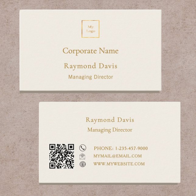 Ivory cream gold modern minimialst modern logo business card (Creator Uploaded)