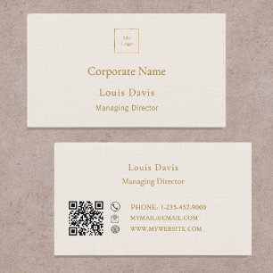 Ivory cream gold modern minimialst premium logo business card