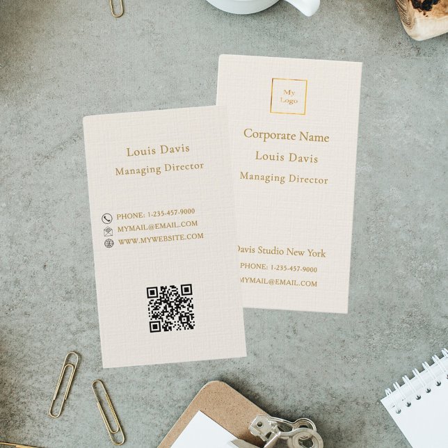Ivory cream gold modern minimialst premium logo business card (Creator Uploaded)