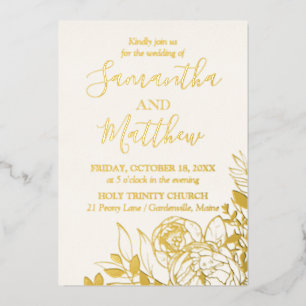 Ivory Cream & Gold Peony Modern Floral Wedding