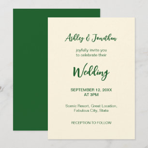 Ivory Cream Green Wedding Invitation