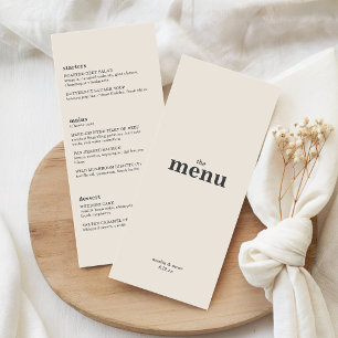 Ivory Cream Minimalist Bold Type Wedding Dinner Menu