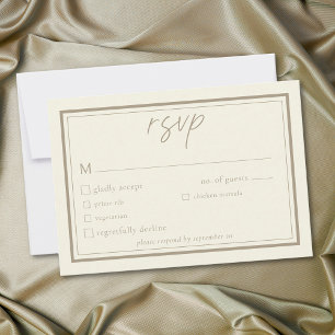 Ivory Cream Minimalist Frame Wedding RSVP Card