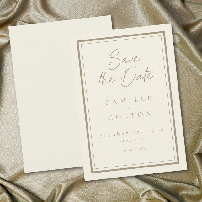 Ivory Cream Minimalist Frame Wedding Save The Date (Ivory Cream Minimalist Frame Wedding Save The Date)