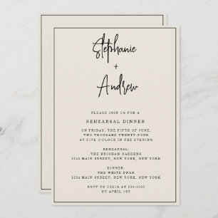 Ivory Cream Modern Rehearsal Dinner Invitation