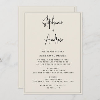 Ivory Cream Modern Rehearsal Dinner Invitation