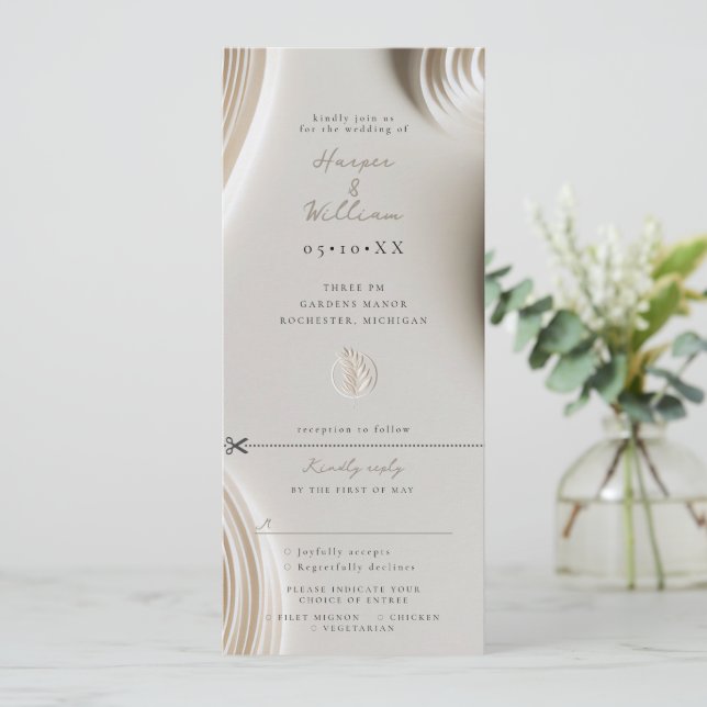 ivory cream white All-in-One wedding Invitation (Standing Front)
