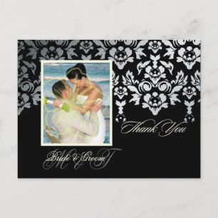 Ivory Damask Lace Thank You Photo postcards