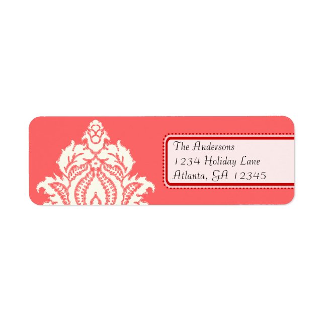 Ivory Damask On Pink with Red (Front)
