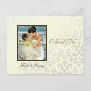 Ivory Damask Thank You Photo postcards