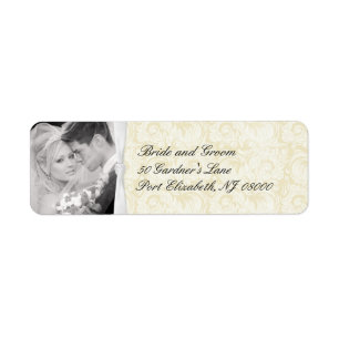 Ivory Damask Wedding Return Address Labels